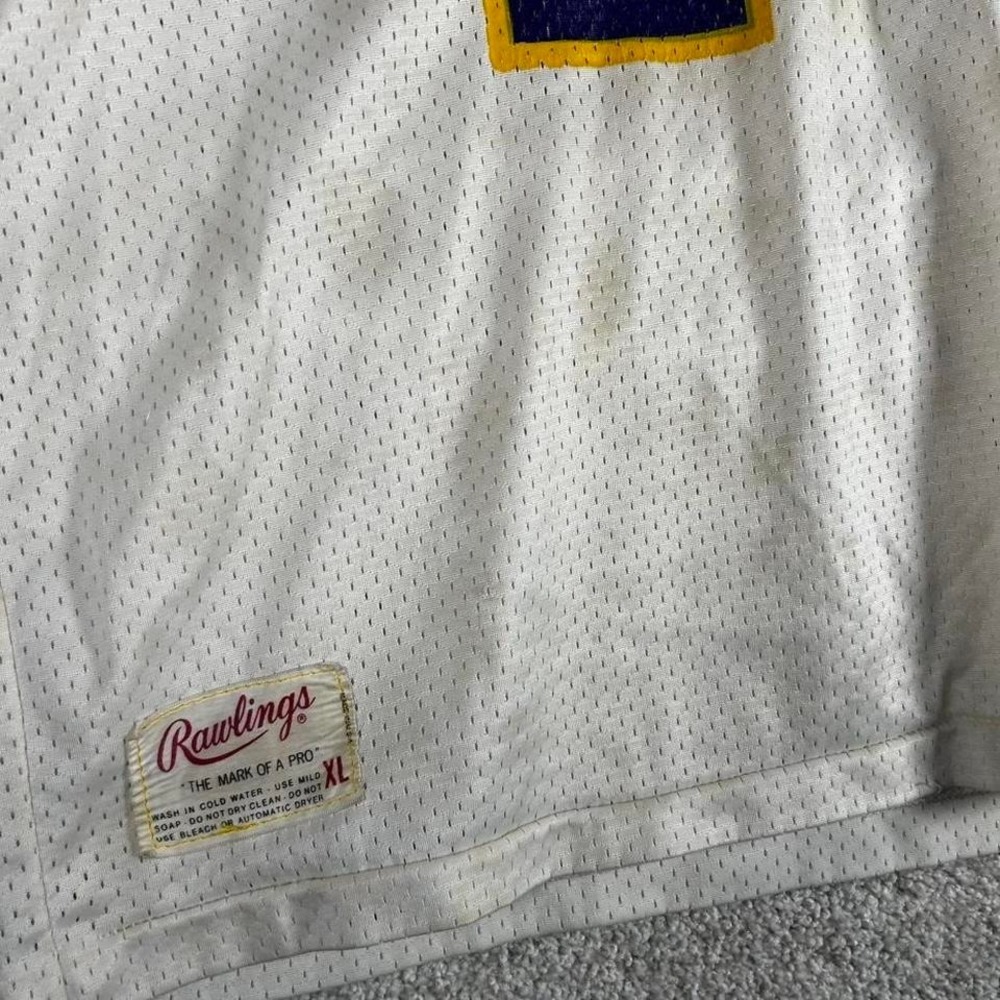Vintage 80s ONC white purple and yellow Rawlings football jersey XL - Picture 4 of 6